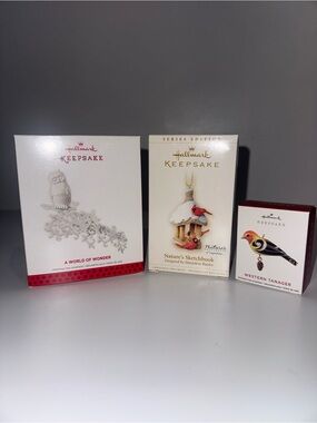 Hallmark Keepsake Christmas Ornaments bird Themed Lot of 3 Birds owl, cardinal